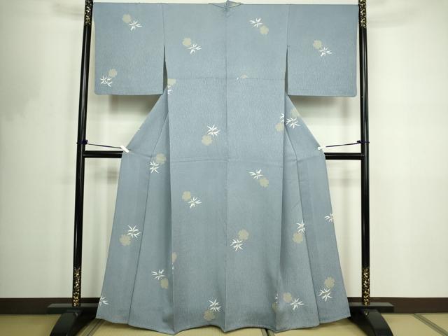 平和屋着物▽上質な小紋　単衣　雪輪花文　金彩　正絹　逸品　DABF8767sf