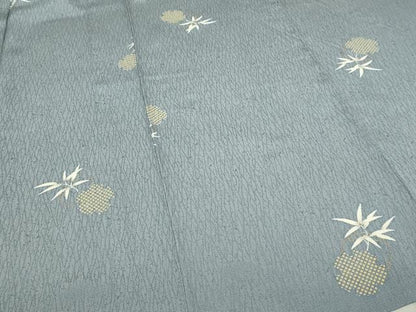 平和屋着物▽上質な小紋　単衣　雪輪花文　金彩　正絹　逸品　DABF8767sf