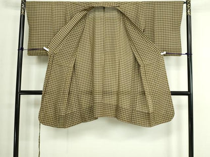平和屋着物▽道中着　スリーシーズン　春夏秋　塵除け　格子　正絹　逸品　DABF8773sf