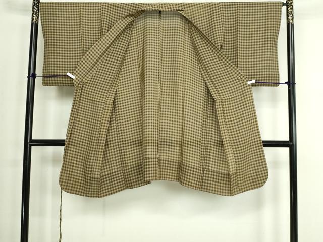 平和屋着物▽道中着　スリーシーズン　春夏秋　塵除け　格子　正絹　逸品　DABF8773sf