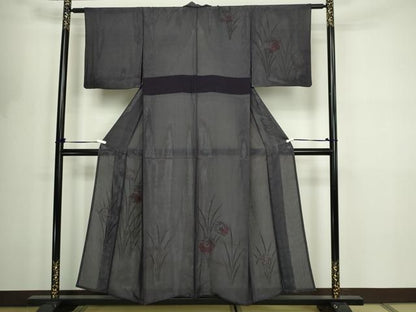 平和屋着物▽訪問着　無双　草花文　金彩　紗袷　紗×絽　正絹　逸品　DABF8774sf