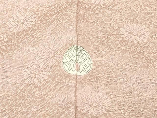 平和屋着物▽上質な色無地　単衣　花唐草地紋　灰桜色　正絹　逸品　DABF8776sf