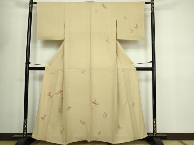 平和屋着物▽訪問着　単衣　枝花文　正絹　逸品　DABF8777sf