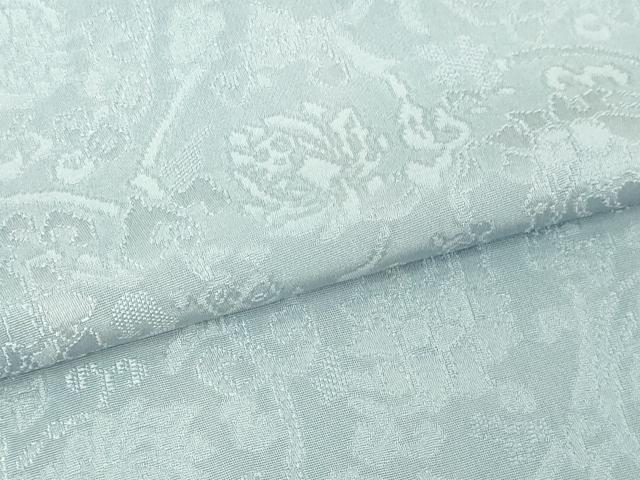 平和屋着物▽上質な色無地　単衣　更紗花唐草地紋　藍白色　正絹　逸品　DABF8779sf