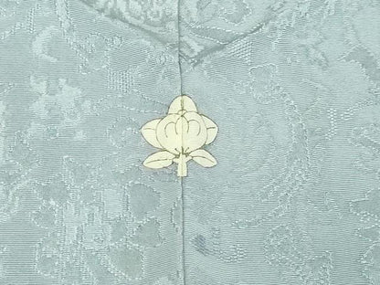 平和屋着物▽上質な色無地　単衣　更紗花唐草地紋　藍白色　正絹　逸品　DABF8779sf