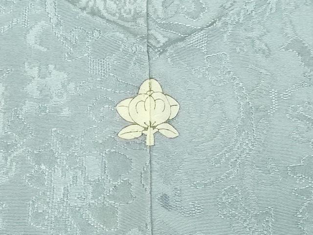 平和屋着物▽上質な色無地　単衣　更紗花唐草地紋　藍白色　正絹　逸品　DABF8779sf
