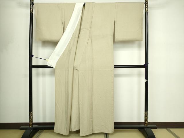 平和屋着物▽上質な色無地　単衣　舞葉地紋　利休茶色　正絹　逸品　DABF8781sf
