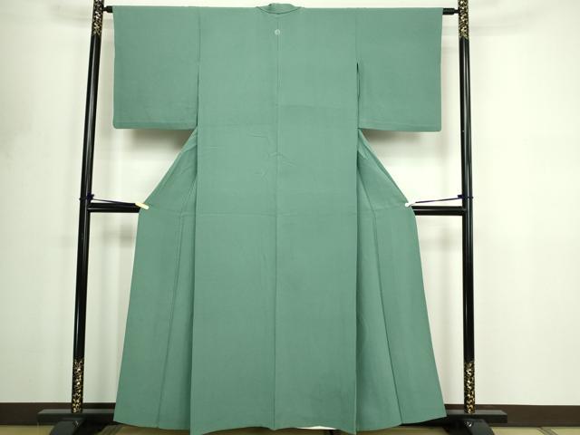 平和屋着物▽上質な色無地　単衣　柳染色　正絹　逸品　DABF8782sf