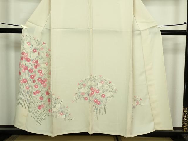 平和屋着物▽訪問着　単衣　枝花文　正絹　逸品　DABF8784sf
