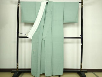 平和屋着物▽本加賀友禅作家　押田正義監修　色無地　単衣　横段地紋　夏虫色　正絹　逸品　DABF8785sf