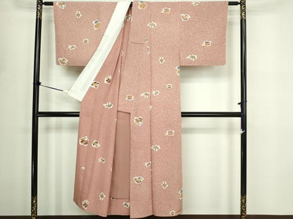平和屋着物▽上質な小紋　単衣　宝尽くし文　正絹　逸品　DABF8788sf
