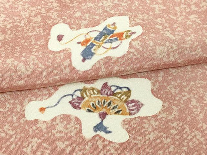 平和屋着物▽上質な小紋　単衣　宝尽くし文　正絹　逸品　DABF8788sf