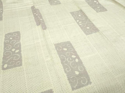 平和屋着物▽上質な紬　単衣　絞り　唐草文　正絹　逸品　DABF8793sf