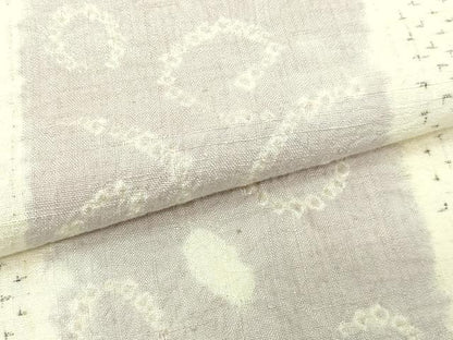 平和屋着物▽上質な紬　単衣　絞り　唐草文　正絹　逸品　DABF8793sf