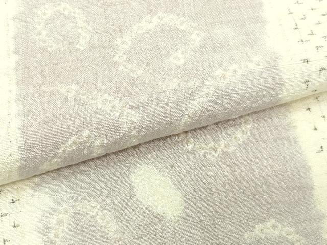 平和屋着物▽上質な紬　単衣　絞り　唐草文　正絹　逸品　DABF8793sf