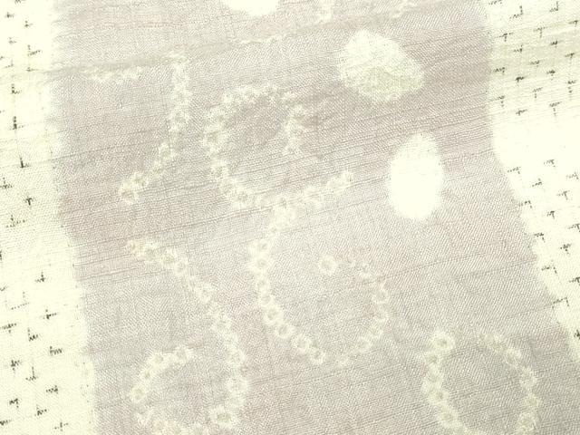 平和屋着物▽上質な紬　単衣　絞り　唐草文　正絹　逸品　DABF8793sf