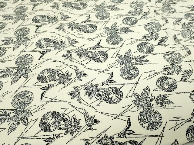 平和屋着物▽上質な小紋　単衣　舞葉文　正絹　逸品　DABF8794sf