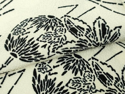 平和屋着物▽上質な小紋　単衣　舞葉文　正絹　逸品　DABF8794sf