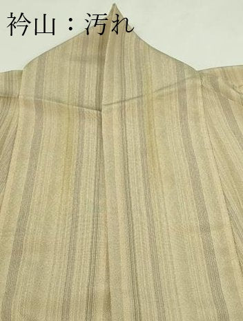 平和屋着物▽上質なお召　単衣　間道　正絹　逸品　DABF8798sf
