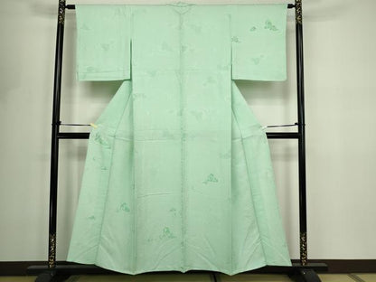 平和屋着物▽上質な小紋　単衣　地紋起こし　流水文　正絹　逸品　未使用　DABF8799sf
