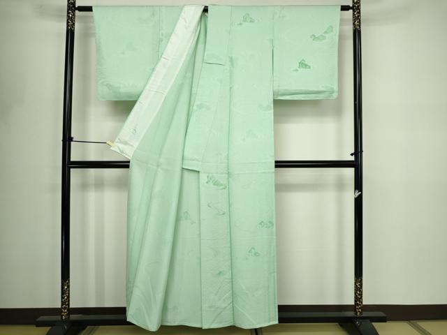 平和屋着物▽上質な小紋　単衣　地紋起こし　流水文　正絹　逸品　未使用　DABF8799sf