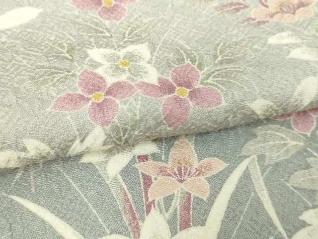 平和屋着物▽訪問着　単衣　草花文　暈し染め　正絹　逸品　DABF8804sf