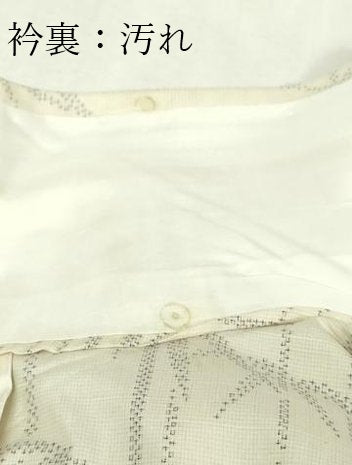 平和屋着物▽上質な紬　単衣　笹竹文　正絹　逸品　DABF8806sf