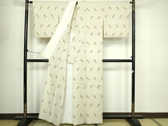平和屋着物▽上質な紬　単衣　十字絣　正絹　逸品　DABF8810sf