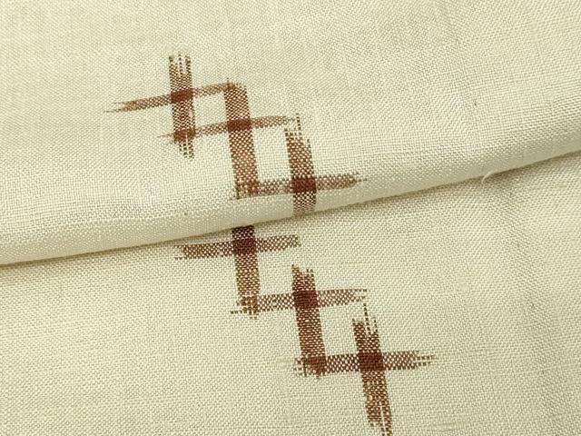 平和屋着物▽上質な紬　単衣　十字絣　正絹　逸品　DABF8810sf