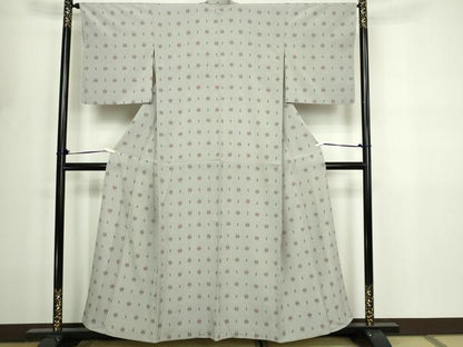 平和屋着物▽本塩沢　単衣　絣文様　正絹　逸品　DABF8812sf