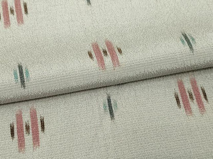 平和屋着物▽本塩沢　単衣　絣文様　正絹　逸品　DABF8812sf