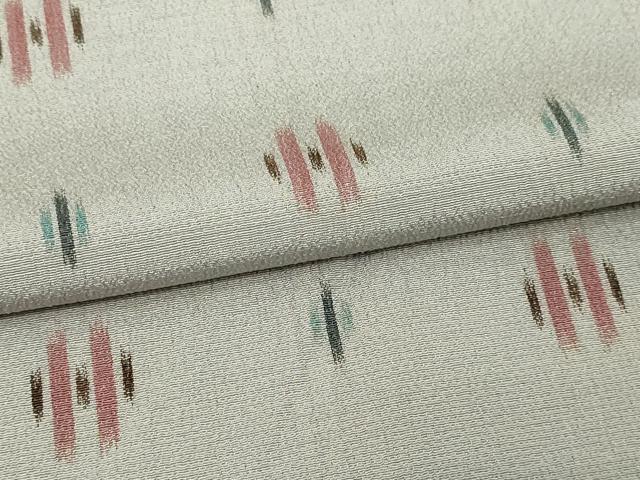 平和屋着物▽本塩沢　単衣　絣文様　正絹　逸品　DABF8812sf