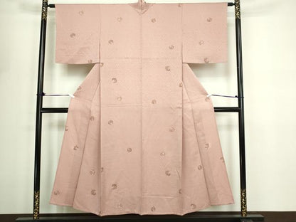 平和屋着物▽上質な小紋　単衣　花唐草文　金彩　正絹　逸品　DABF8814sf