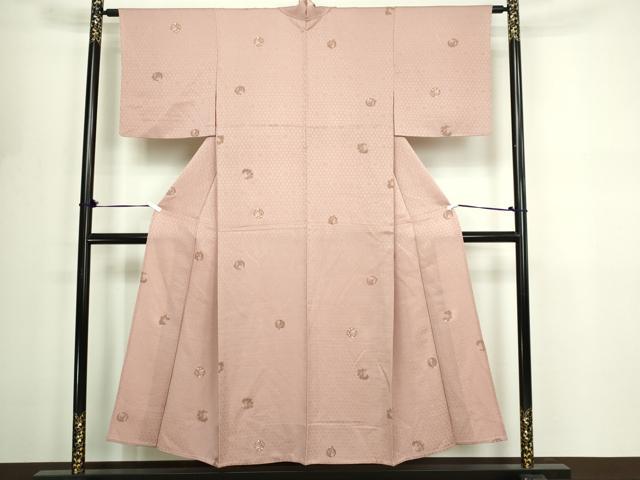 平和屋着物▽上質な小紋　単衣　花唐草文　金彩　正絹　逸品　DABF8814sf