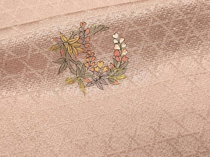 平和屋着物▽上質な小紋　単衣　花唐草文　金彩　正絹　逸品　DABF8814sf