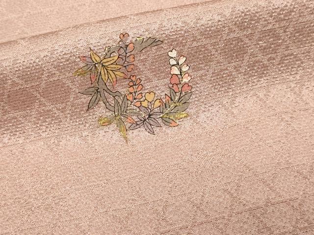 平和屋着物▽上質な小紋　単衣　花唐草文　金彩　正絹　逸品　DABF8814sf