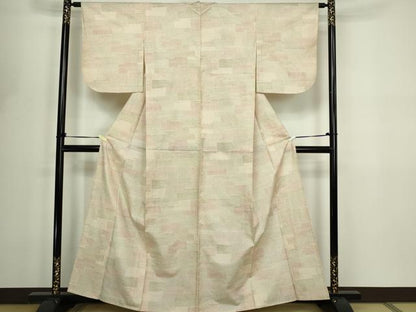 平和屋着物▽本場染大島紬　単衣　亀甲文　正絹　逸品　DABF8817sf