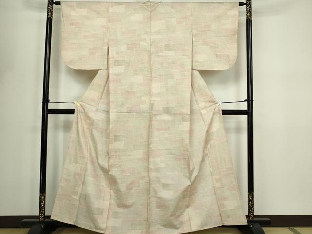 平和屋着物▽本場染大島紬　単衣　亀甲文　正絹　逸品　DABF8817sf
