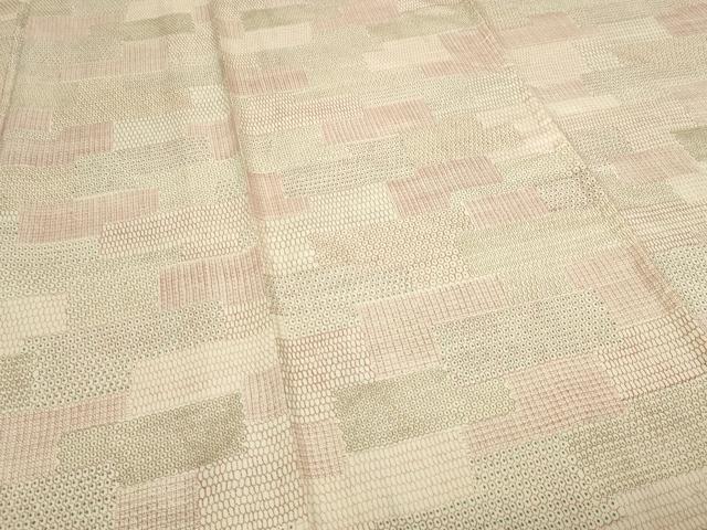 平和屋着物▽本場染大島紬　単衣　亀甲文　正絹　逸品　DABF8817sf