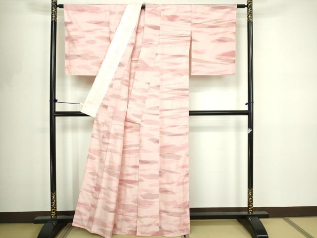 平和屋着物▽上質な紬　単衣　霞文　正絹　逸品　DABF8818sf