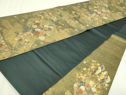 平和屋本店●西陣　長嶋成織物　ながしま帯　六通柄袋帯　文箱の華　本金箔　瀞金錦　正絹　逸品　DABF8830sf