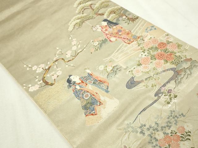 平和屋本店●西陣　長嶋成織物　ながしま帯　六通柄袋帯　童子の華　瀞銀錦　正絹　逸品　DABF8864sf