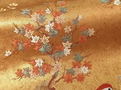 平和屋本店●太鼓柄袋帯　唐織　鴛鴦春秋絵巻　本金箔　金泥箔　正絹　逸品　DABF8870sf