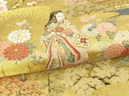 平和屋本店●西陣　長嶋成織物　ながしま帯　六通柄袋帯　古都有情　本金箔　証紙付き　瀞金錦　正絹　逸品　DABF8872sf