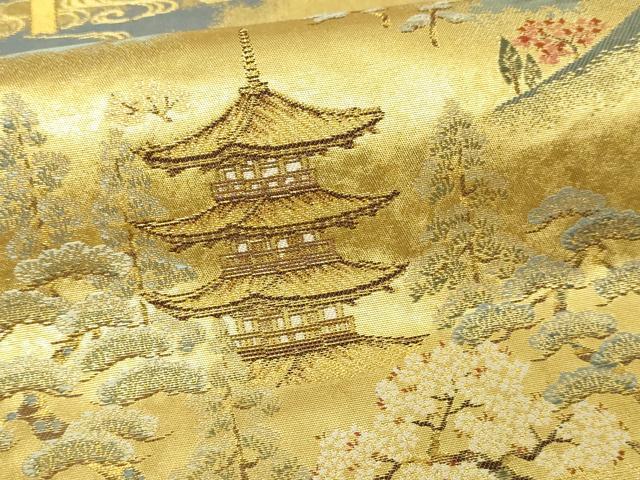 平和屋本店●西陣　長嶋成織物　ながしま帯　六通柄袋帯　古都有情　本金箔　証紙付き　瀞金錦　正絹　逸品　DABF8872sf