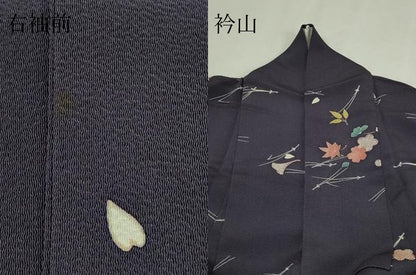 平和屋着物▽上質な小紋　単衣　舞花文　鬼しぼ縮緬　正絹　逸品　DABF8896sf