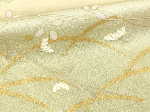 平和屋着物▽訪問着　単衣　駒刺繍　花蝶文　暈し染め　金彩　正絹　逸品　DABF8906sf