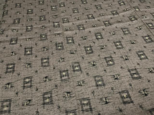 平和屋着物▽上質な紬　単衣　絣文様　正絹　逸品　DABF8907sf