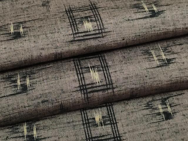 平和屋着物▽上質な紬　単衣　絣文様　正絹　逸品　DABF8907sf