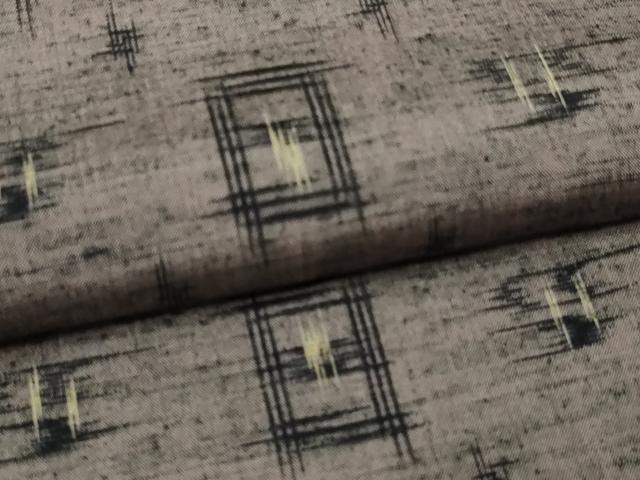 平和屋着物▽上質な紬　単衣　絣文様　正絹　逸品　DABF8907sf